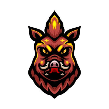 Yaban domuzu kafası logo maskotu tasarımı