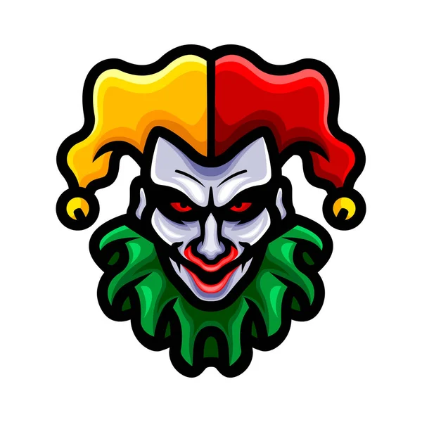 Clown Testa Logo Disegno Della Mascotte — Vettoriale Stock