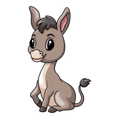 Cute baby donkey cartoon a sitting