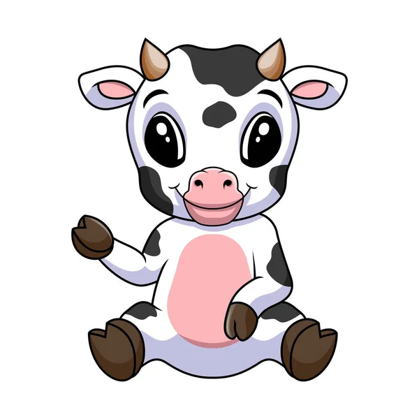 Mignon Bébé Vache Est Assis — Image vectorielle