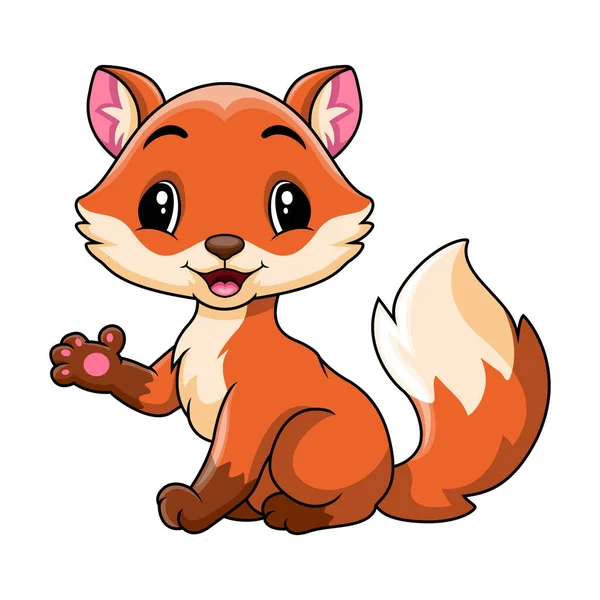 可爱的小狐狸挥手 — 图库矢量图片