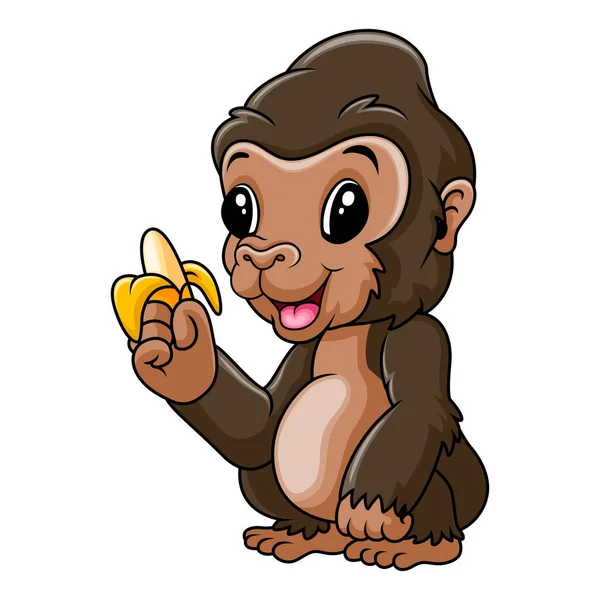 Aranyos Baba Gorilla Gazdaság Egy Banán — Stock Vector