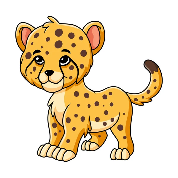 Cute Cartoon Cheetah Walking — Stock Vector