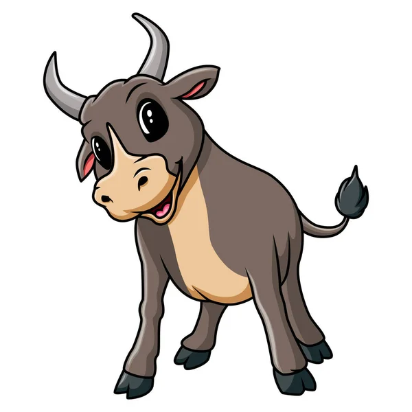 Cartoon Cute Bull Happy — Stock Vector