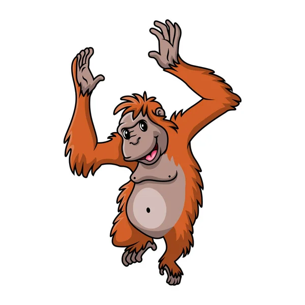 Desenho Animado Bonito Orang Utan Macaco Sorriso —  Vetores de Stock