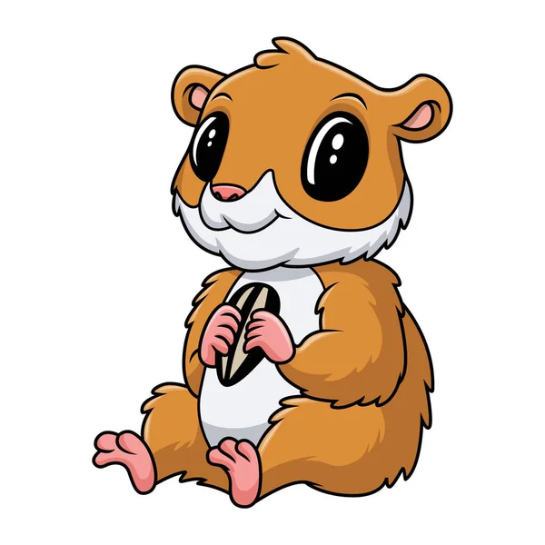 Cute Hamster Eating Sunflower Seeds — Stok Vektör