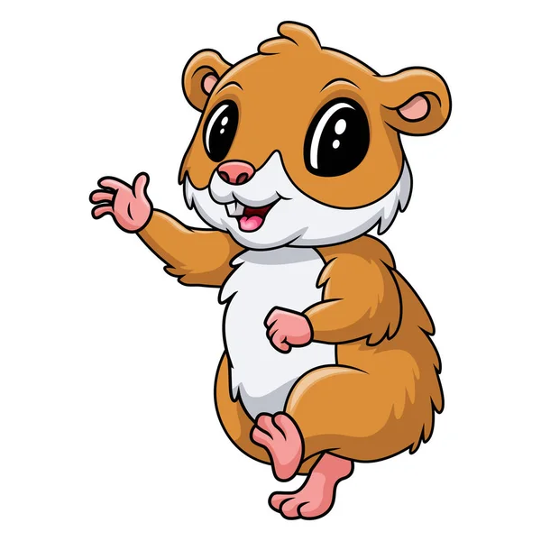 Niedliche Hamster Karikatur Winkende Hand — Stockvektor