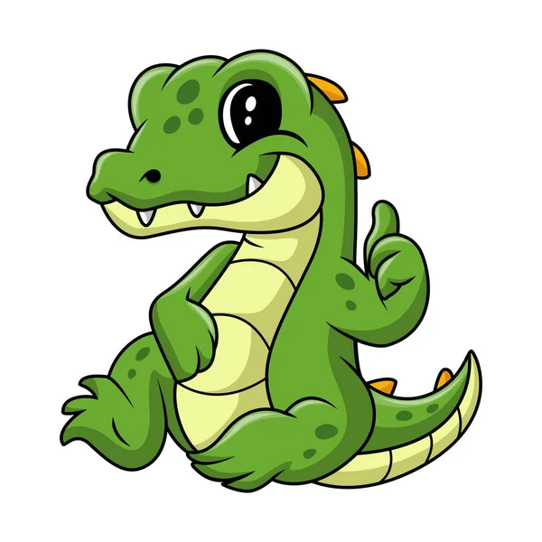 Милый Крокодиловый Мультик Сидит — стоковый вектор