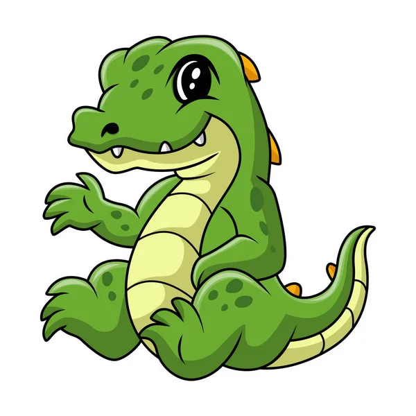 Roztomilé Dítě Krokodýl Karikatura Sezení — Stockový vektor