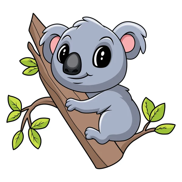 Koala Orso Con Foglie Verdi — Vettoriale Stock