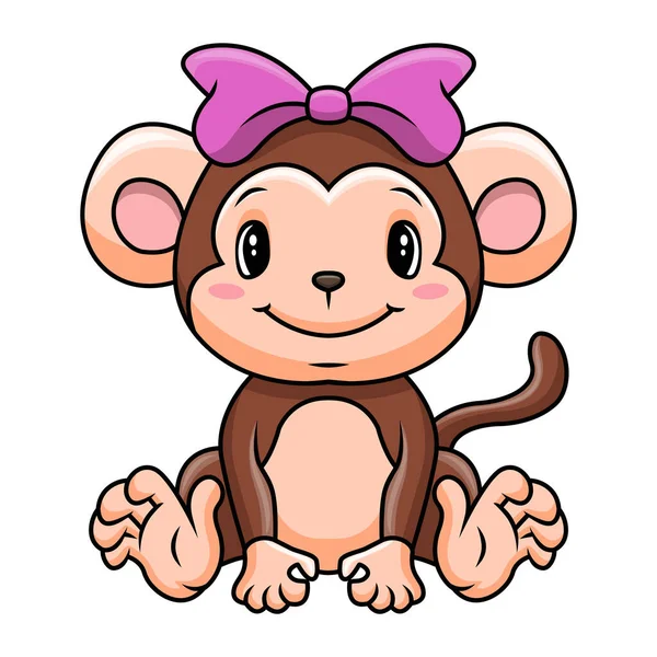 Γελοιογραφία Αστείο Μαϊμού Κάθεται Χαμόγελο — Διανυσματικό Αρχείο