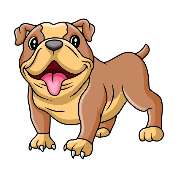 Bonito Engraçado Bulldog Desenho Animado Posando — Vetor de Stock
