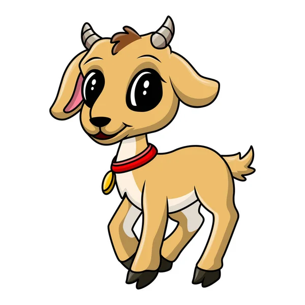 Cute Cartoon Goat Happy Stand — Stock Vector