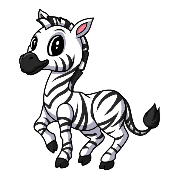 Bonito Desenho Animado Engraçado Zebra Stand — Vetor de Stock