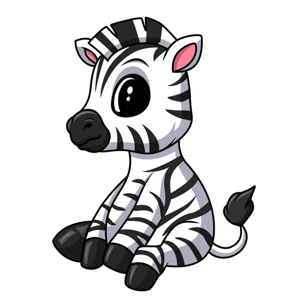Roztomilý Legrační Zebra Karikatura Sezení — Stockový vektor