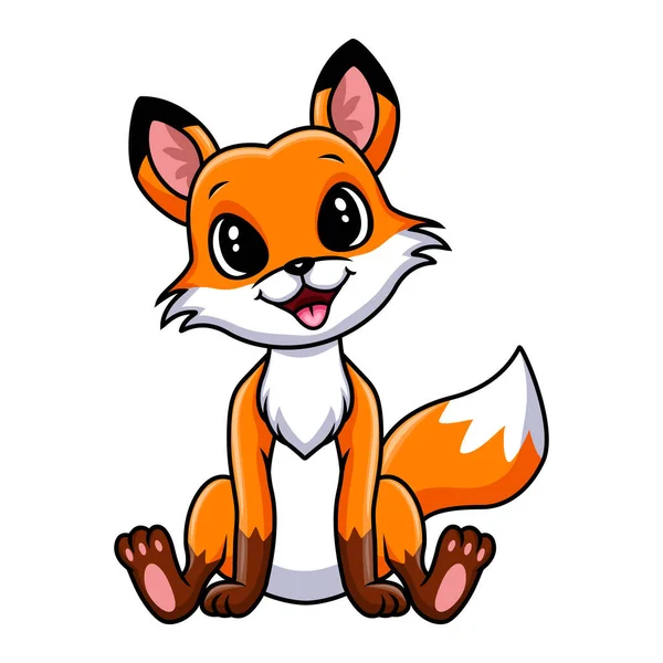 Cute Funny Fox Sitting — Stock Vector