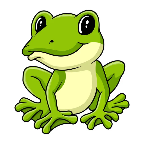 一只可爱的卡通青蛙坐着 — 图库矢量图片
