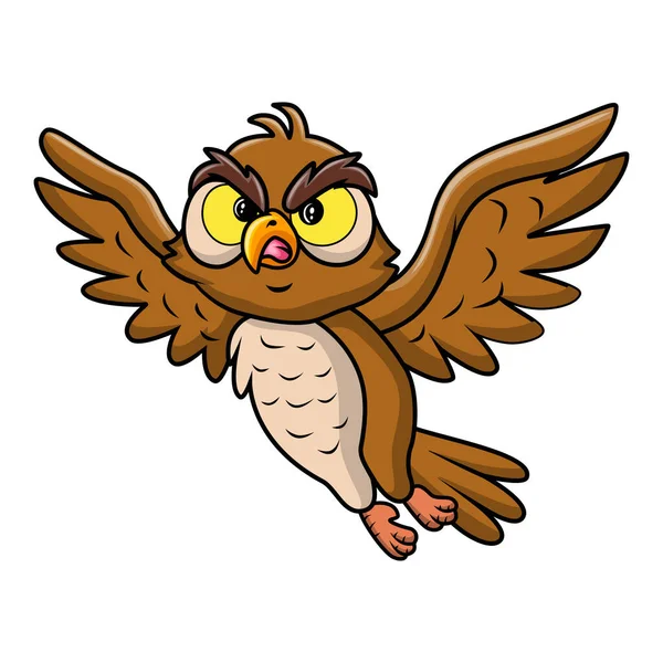 可爱有趣的猫头鹰飞卡通 — 图库矢量图片
