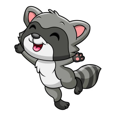 Çizgi film komik rakun el sallıyor