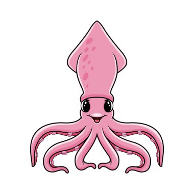 Sevimli komik mürekkep balığı karikatürü bir gülümseme