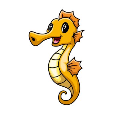 Şirin komik bir karikatür. Bir deniz atı.