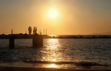 A romantic sunset over Mediterranean Sea near Naples, Italy
