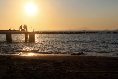 A romantic sunset over Mediterranean Sea near Naples, Italy