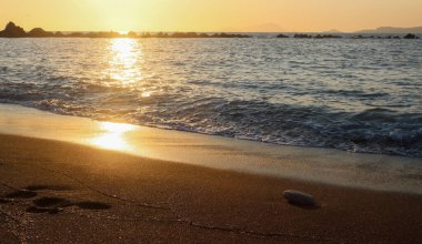 A romantic sunset over Mediterranean Sea near Naples, Italy