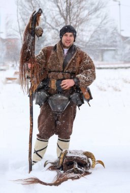 Sofya, Sofya Devleti, Bulgaristan - 01.20.2024: Geleneksel Surva Tatili kapsamında Sofya kentinde 