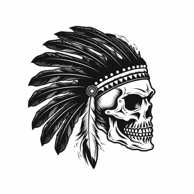 Kızılderili Apaçi Kafatası beyaz arka planda izole edildi