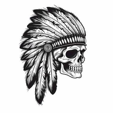 Kızılderili Apaçi Kafatası beyaz arka planda izole edildi