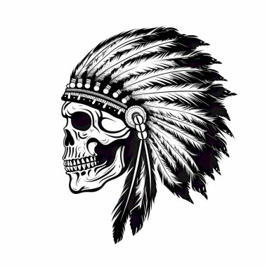 Kızılderili Apaçi Kafatası beyaz arka planda izole edildi