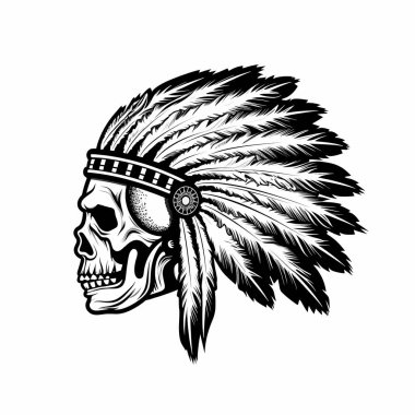 Kızılderili Apaçi Kafatası beyaz arka planda izole edildi