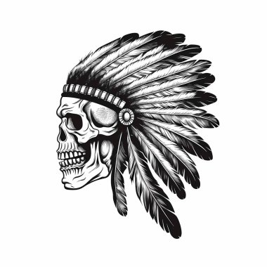 Kızılderili Apaçi Kafatası beyaz arka planda izole edildi