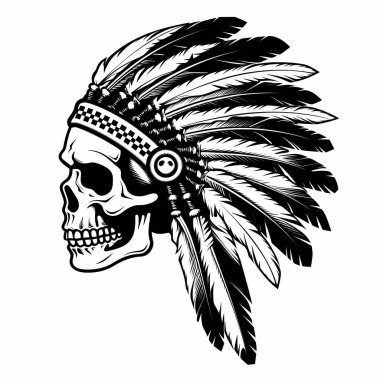 Kızılderili Apaçi Kafatası beyaz arka planda izole edildi