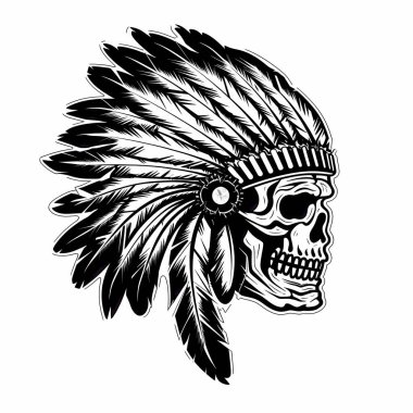 Kızılderili Apaçi Kafatası beyaz arka planda izole edildi