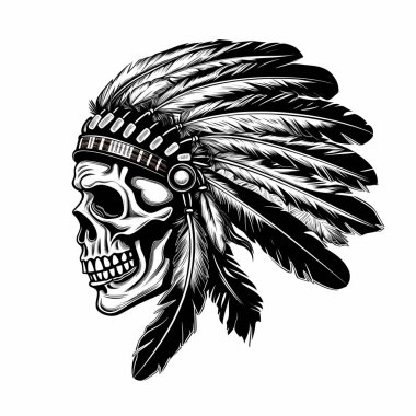 Kızılderili Apaçi Kafatası beyaz arka planda izole edildi