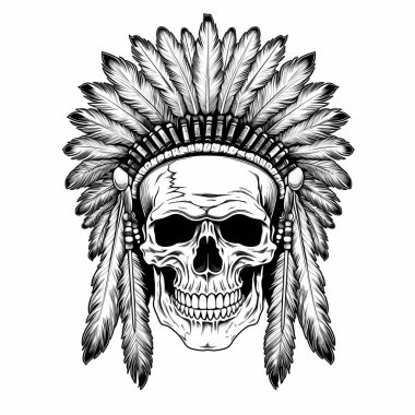 Kızılderili Apaçi Kafatası beyaz arka planda izole edildi