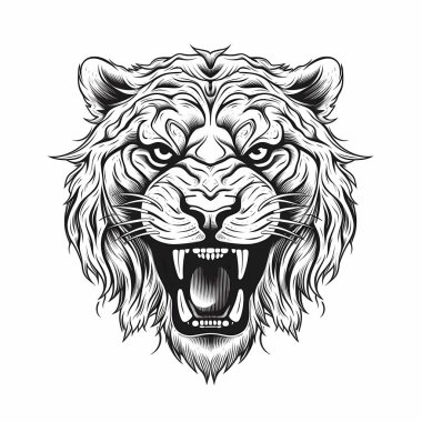 Kaplan kafası beyaz üzerine siyah