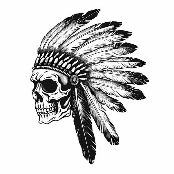 Indian Apache Skull Isolated on white Background
