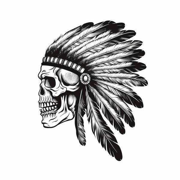 Indian Apache Skull Isolated on white Background