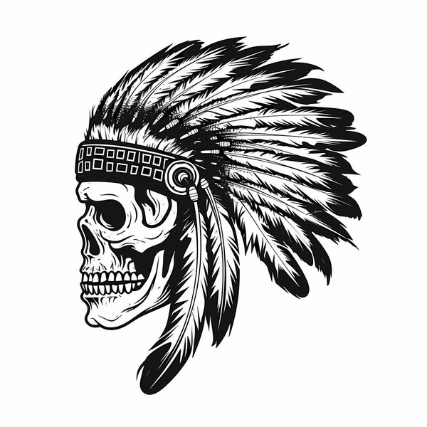Indian Apache Skull Isolated on white Background