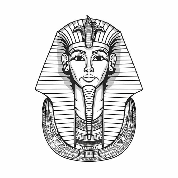 hand drawn egyptian god of egypt on white background.
