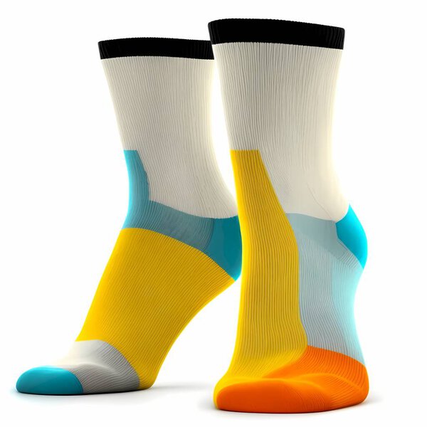 Illustration Pair Yellow Blue Socks Pattern White Background — Stock Photo, Image