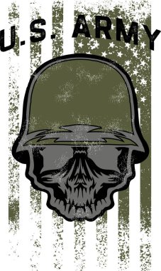 Army man Skull in helmet, vector illustration 