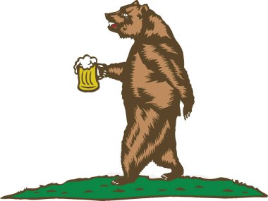 Bira vektör illüstrasyonlu bir cali ayısı