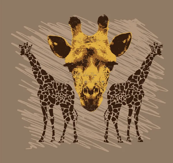 Illustration Animale Vectorielle Dessinée Main Girafe — Image vectorielle