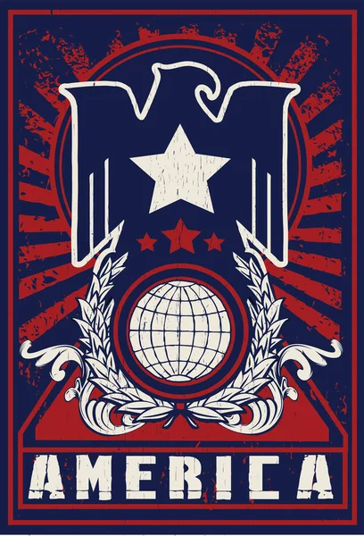 Emblema Com Estrelas Ilustração Vetorial Grunge Estilo Vintage — Vetor de Stock