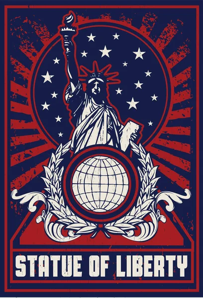 Cartel Estados Unidos Con Estatua Libertad Día Independencia — Vector de stock