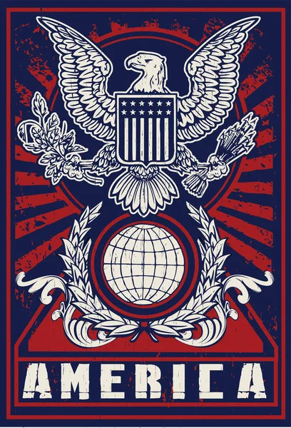 Usa Plakat Mit Adler Unabhängigkeitstag — Stockvektor